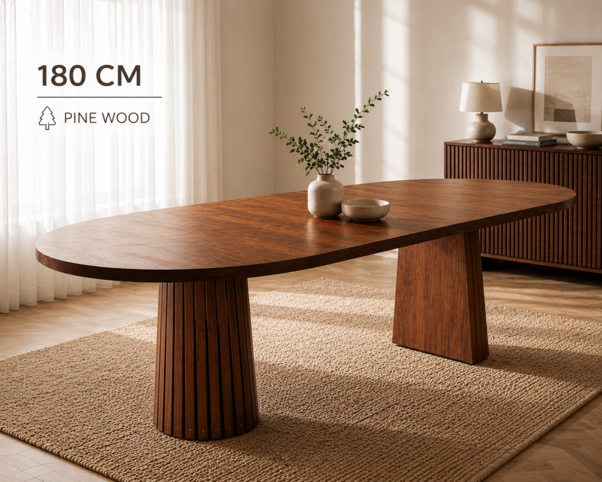 Masa de dining ovala PINE WOOD 180x80x75 cm - imagine 3