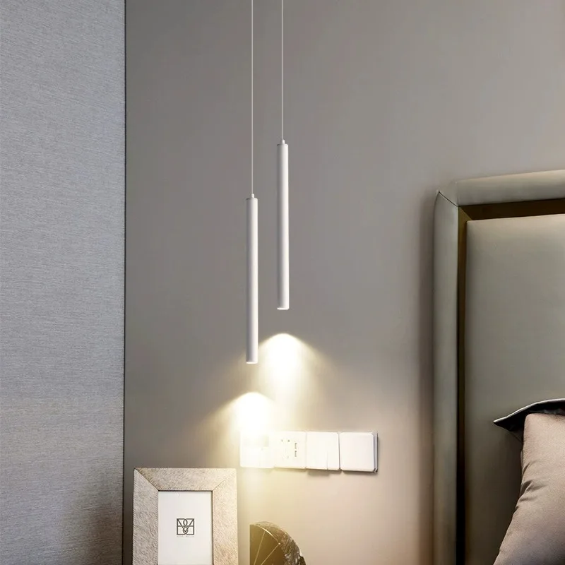 Pendul dublu minimalist cilindric – finisaj alb 50cm - imagine 2