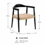 Scaun dining cu șezut împletit Nordic Wood Black - imagine 6