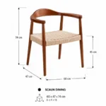 Scaun dining cu șezut împletit Nordic Wood Walnut - imagine 8