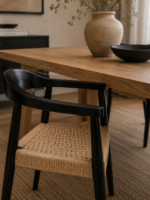 Scaun dining cu șezut împletit Nordic Wood Black - imagine 2