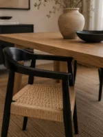 Scaun dining cu șezut împletit Nordic Wood Black - imagine 2