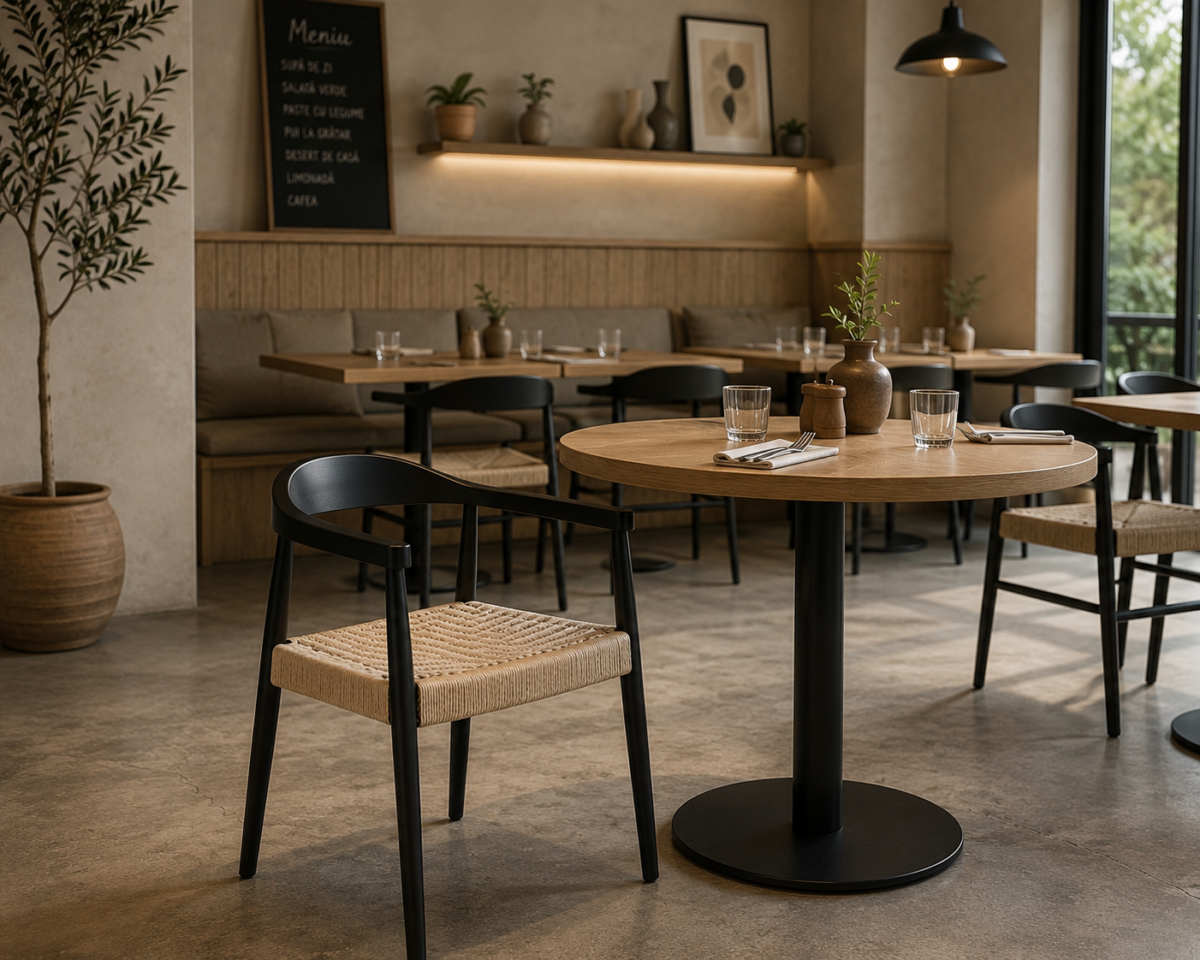 Scaun dining cu șezut împletit Nordic Wood Black - imagine 4