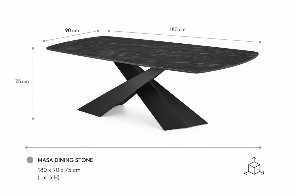 Masa dining Stone 180x90x75cm - imagine 6