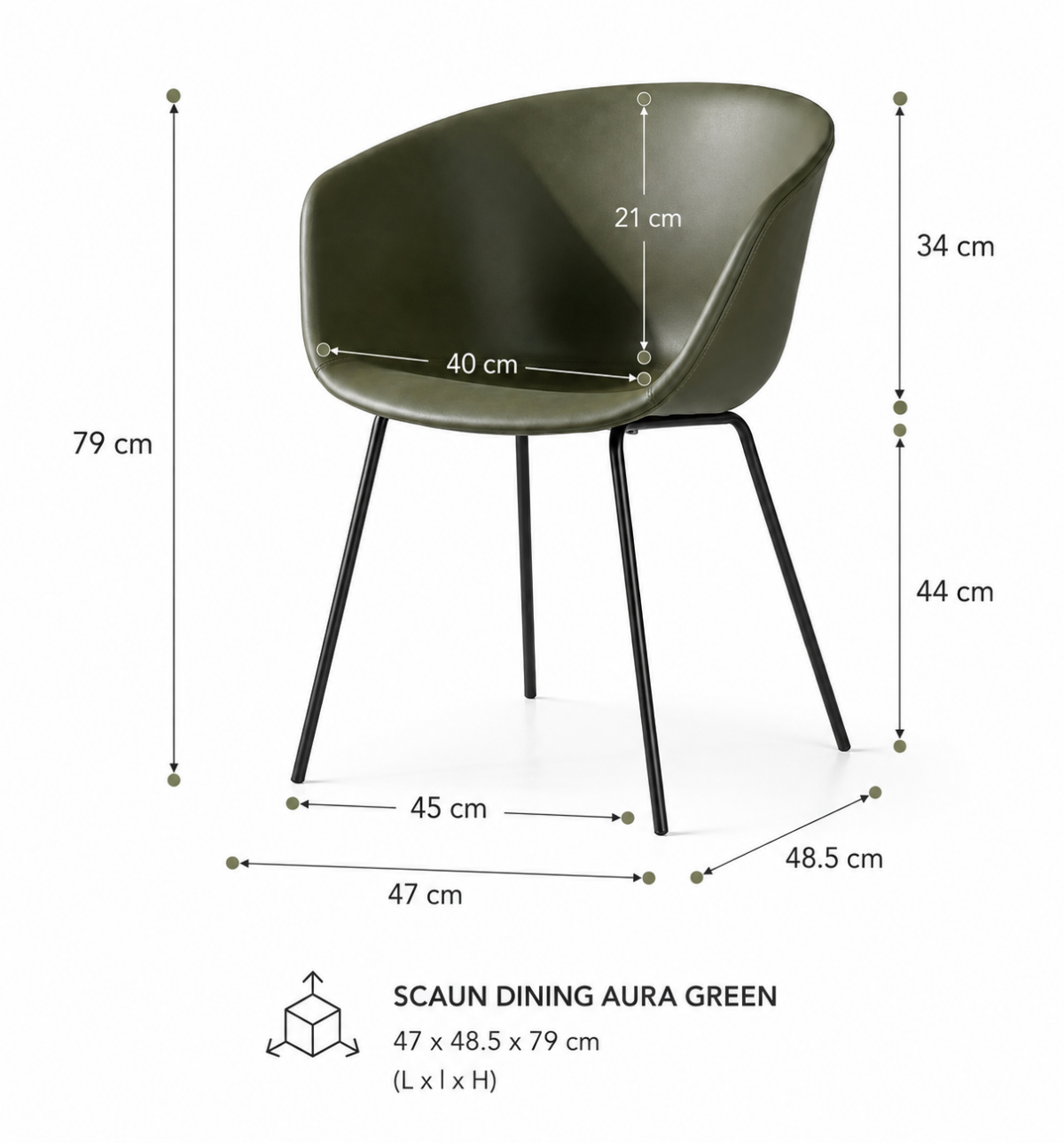 Scaun dining Aura Green - imagine 6