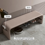 Bancheta din piele Cream 150x35x42cm - imagine 4