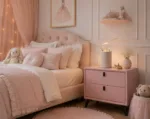 Noptieră premium din MDF și piele ecologică Paris Pink - imagine 5