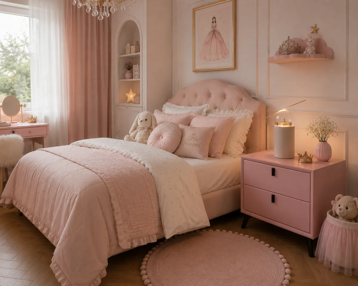 Noptieră premium din MDF și piele ecologică Paris Pink - imagine 6