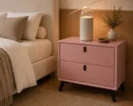 Noptieră premium din MDF și piele ecologică Paris Pink - imagine 3