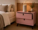 Noptieră premium din MDF și piele ecologică Paris Pink - imagine 4