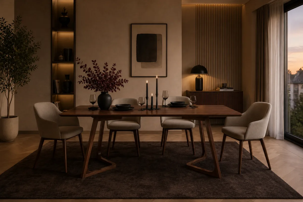Masa dining dreptunghiulara TERRA Walnut 160x80x75 cm - imagine 3