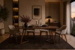 Masa dining dreptunghiulara TERRA Walnut 160x80x75 cm - imagine 3
