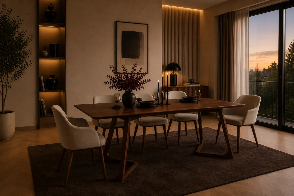 Masa dining dreptunghiulara TERRA Walnut 160x80x75 cm - imagine 2