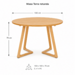 Masa rotunda dining din lemn masiv Terra Oak 100x100x75 cm - imagine 5