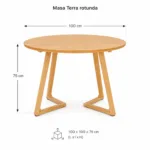 Masa rotunda dining din lemn masiv Terra Oak 100x100x75 cm - imagine 5