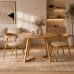 Masa rotunda dining din lemn masiv Terra Oak 100x100x75 cm - imagine 4
