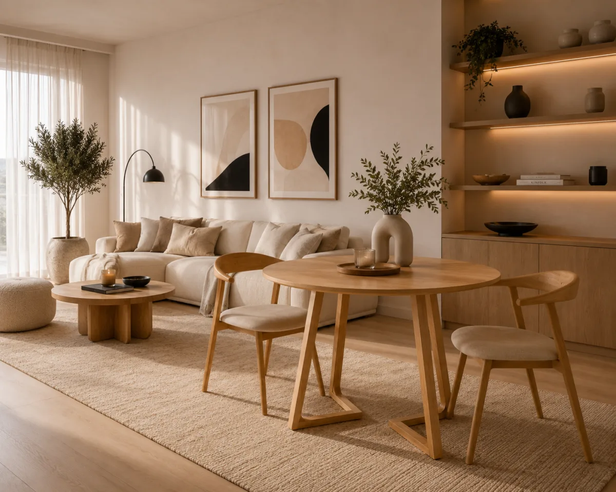 Masa rotunda dining din lemn masiv Terra Oak 100x100x75 cm - imagine 2