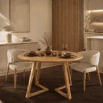 Masa rotunda dining din lemn masiv Terra Oak 100x100x75 cm - imagine 3