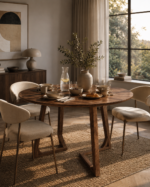 Masa rotunda dining din lemn masiv TERRA WALNUT 100x100x75 cm - imagine 4