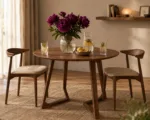 Masa rotunda dining din lemn masiv TERRA WALNUT 100x100x75 cm - imagine 3