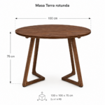 Masa rotunda dining din lemn masiv TERRA WALNUT 100x100x75 cm - imagine 5