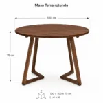 Masa rotunda dining din lemn masiv TERRA WALNUT 100x100x75 cm - imagine 5