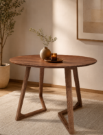 Masa rotunda dining din lemn masiv TERRA WALNUT 100x100x75 cm - imagine 2