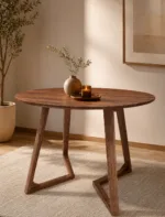 Masa rotunda dining din lemn masiv TERRA WALNUT 100x100x75 cm - imagine 2