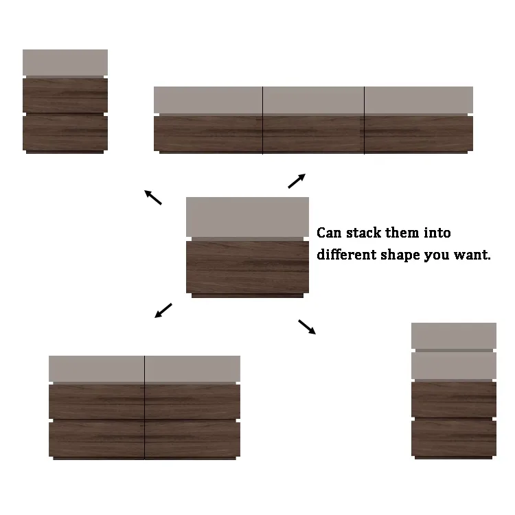 Noptiera lemn Blocka modulara 40x40x23.5 cm Walnut - imagine 5