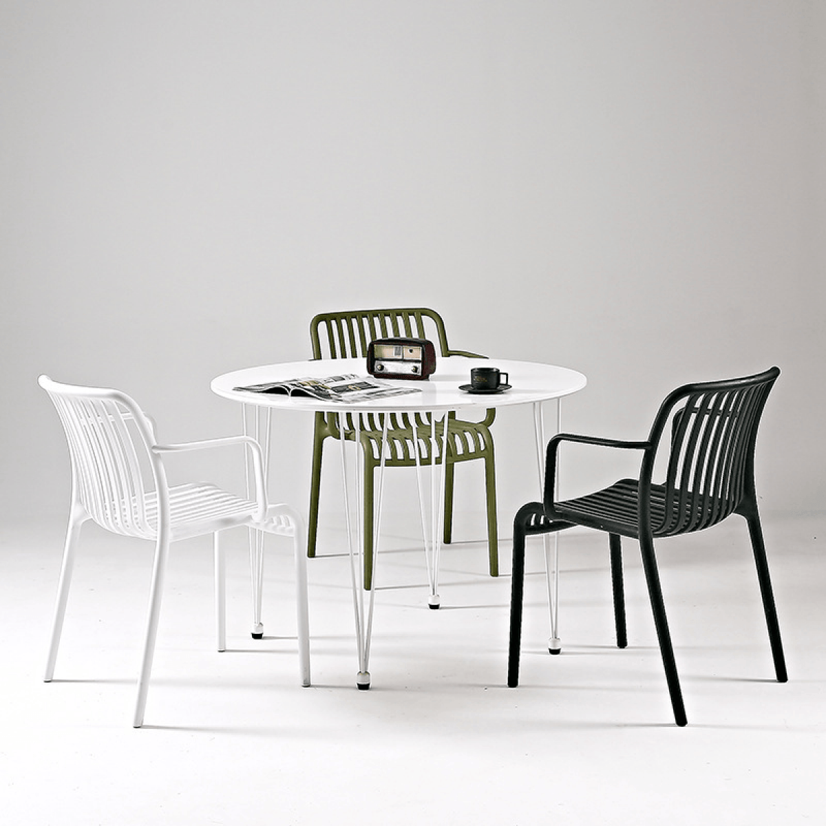 Scaun din polipropilenă pentru exterior White - imagine 3