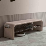 Bancheta din piele Cream 150x35x42cm - imagine 3