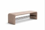 Bancheta din piele Cream 100x35x42cm - imagine 3