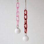 Lustră suspendată modernă cu lanț decorativ Celine Pink - imagine 4