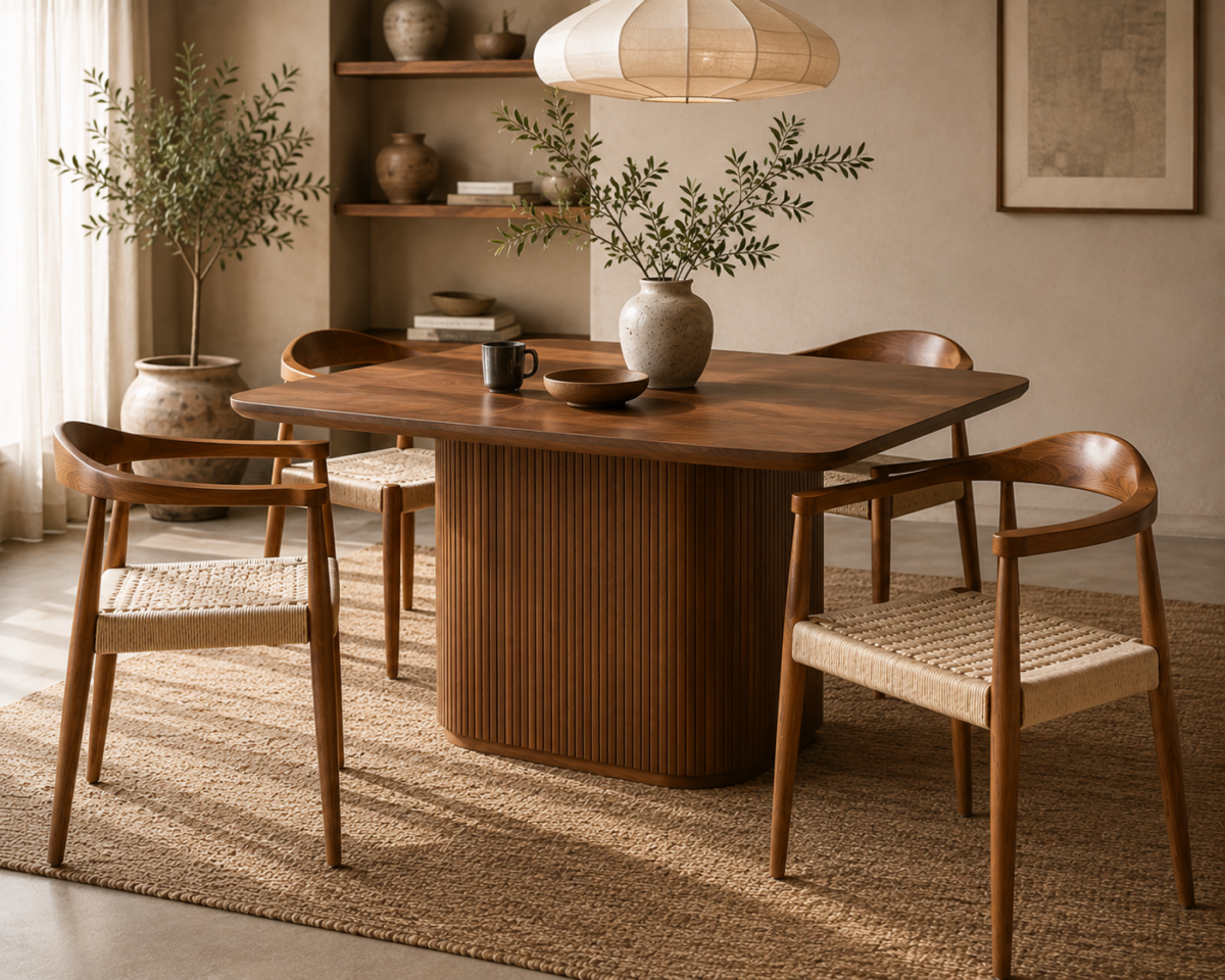 Scaun dining cu șezut împletit Nordic Wood Walnut - imagine 6