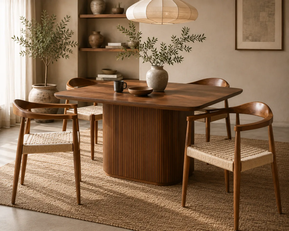 Scaun dining cu șezut împletit Nordic Wood Walnut - imagine 6