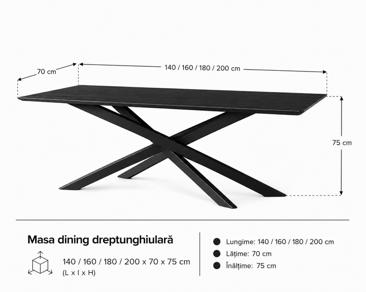 Masa dining dreptunghiulară  140x70x75 cm - imagine 7