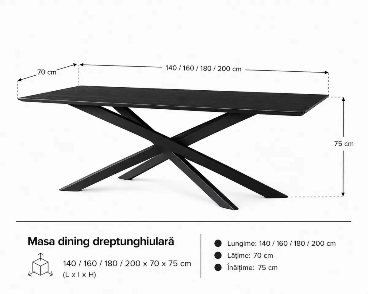 Masa dining dreptunghiulară  160x70x75 cm - imagine 7