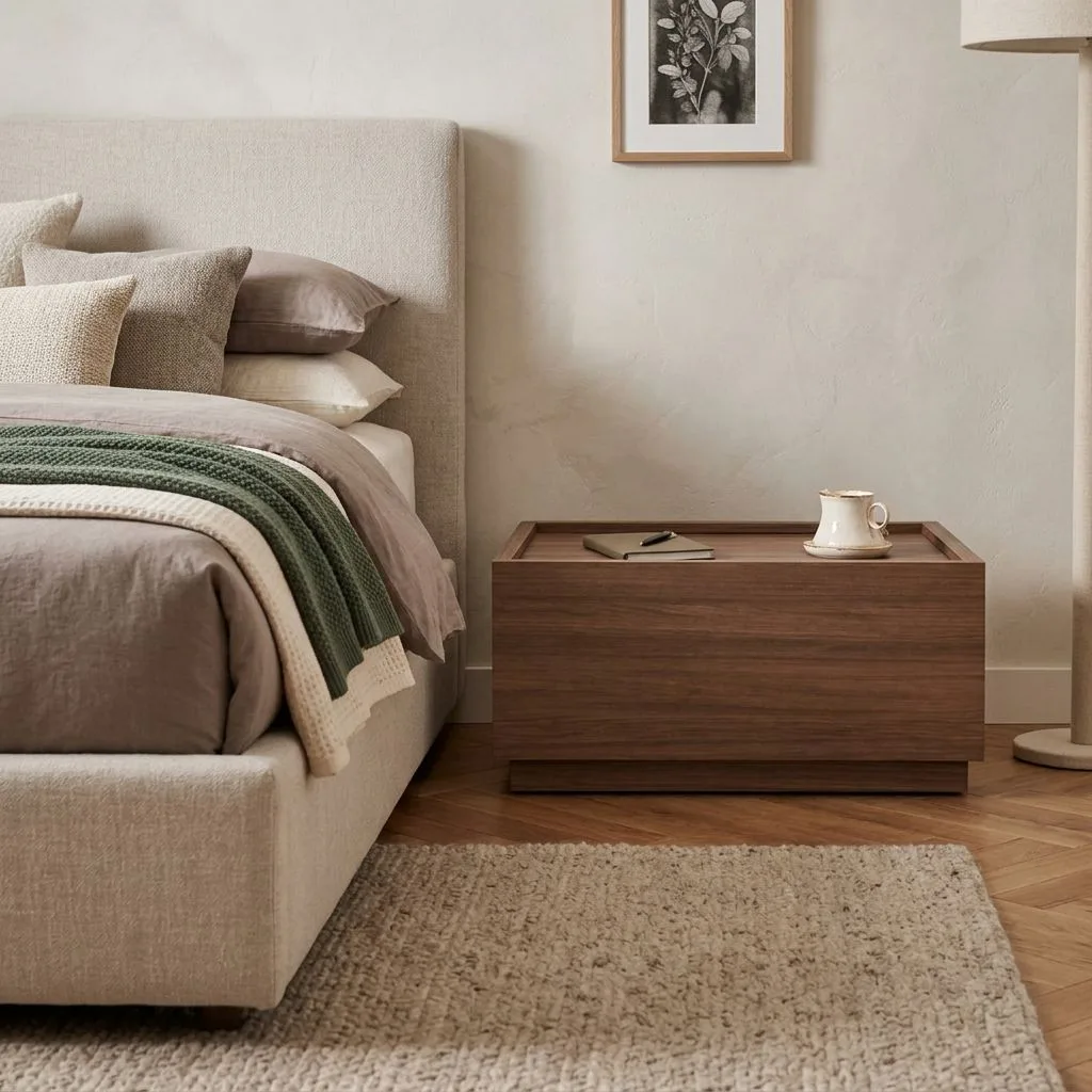 Noptiera lemn Blocka modulara 40x40x23.5 cm Walnut - imagine 2