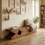 Banchetă din lemn masiv 150x30x40cm Walnut - imagine 5