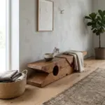 Banchetă din lemn masiv 150x30x40cm Walnut - imagine 4