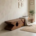 Banchetă din lemn masiv 150x30x40cm Walnut - imagine 3