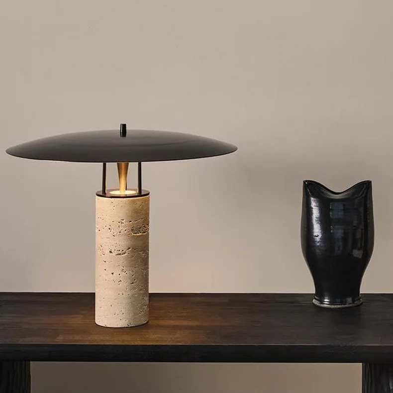 Lampă de masă modernă din travertin cu abajur metalic 42 x 33 cm - imagine 5 - Homuse