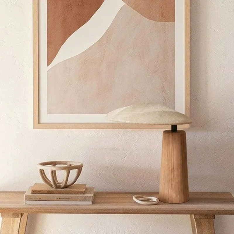 Lampă de masă Wabi-Sabi din bambus, sticlă și in - imagine 4 - Homuse