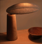 Lampă de masă Wabi-Sabi din bambus, sticlă și in - imagine 5 - Homuse