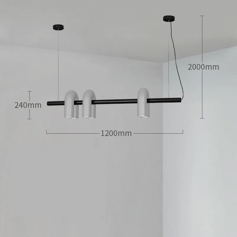 Lampă suspendată liniară cu trei surse – design contemporan, negru si gri 120cm - imagine 5 - Homuse