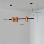 Lampă suspendată liniară cu trei surse – design contemporan, negru si teracotă 120cm - imagine 5 - Homuse