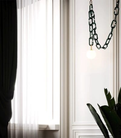 Lustră suspendată cu lanț decorativ verde - imagine 3 - Homuse