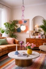 Lustră suspendată modernă cu lanț decorativ Celine Pink - imagine 3 - Homuse