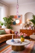 Lustră suspendată modernă cu lanț decorativ Celine Pink - imagine 3 - Homuse