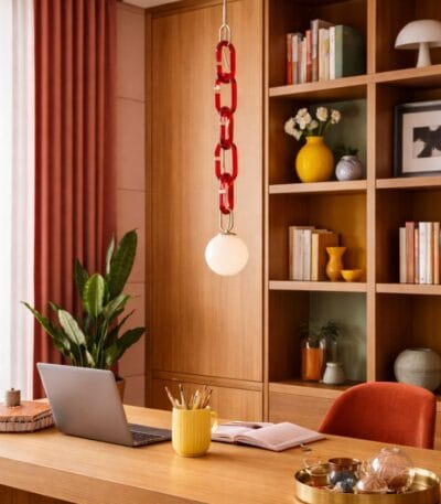 Lustră suspendată modernă cu lanț decorativ Celine Red - imagine 3 - Homuse